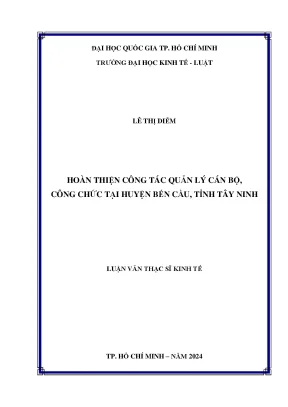 Hoàn thiện công tác quản lý cán bộ công chức tại huyện bến cầu tỉnh tây ninh