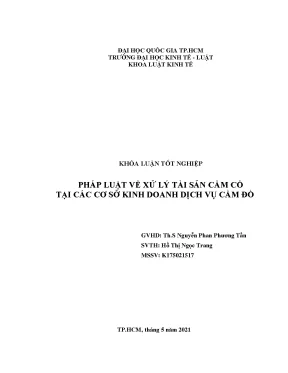 Pháp luật về xử lý tài sản cầm cố r ntại các cơ sở kinh doanh dịch vụ cầm đồ