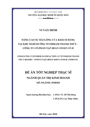 Nâng cao sự hài lòng của khách hàng tại khu nghỉ dưỡng wyndham thanh thủy công ty cổ phần tập đoàn onsen fuji