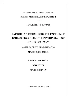 Factors affecting job satisation of employees at vus international joint stock company