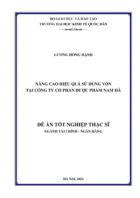 Nâng cao hiệu quả sử dụng vốn tại công ty cổ phần dược phẩm nam hà