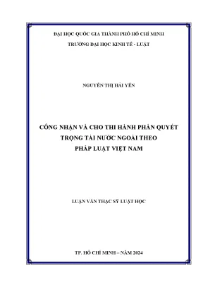 Công nhận và cho thi hành phán quyết trọng tài nước ngoài theo pháp luật việt nam