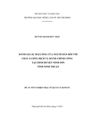Luận văn thạc sĩ quản lý kinh tế đánh giá sự hài lòng của người dân đối với chất lượng dịch vụ hành chính công tại ubnd huyện ninh sơn tỉnh ninh thuận