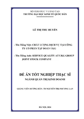 Chất lượng dịch vụ tại công ty cổ phần tập đoàn ukg