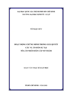 Hoạt động chứng minh trong giải quyết r ncác vụ án dân sự tại r ntòa án nhân dân cấp sơ thẩm
