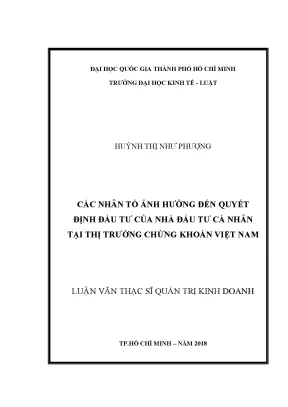 Các nhân tố ảnh hưởng đến quyết định đầu tư của nhà đầu tư cá nhân tại thị trường chứng khoán việt nam