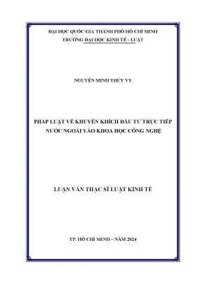 Pháp luật về khuyến khích đầu tư trực tiếp nước ngoài vào khoa học công nghệ