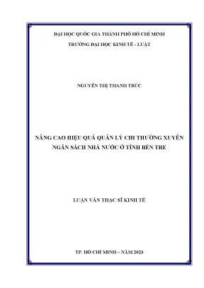 Nâng cao hiệu quả quản lý chi thường xuyên ngân sách nhà nước ở tỉnh bến tre