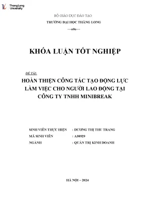Hoàn thiện công tác tạo động lực làm việc cho người lao động tại công ty tnhh minnibeak