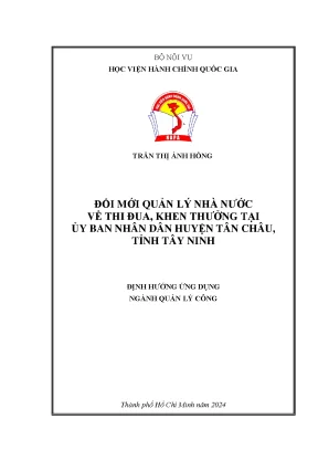 Đổi mới quản lý nhà nước về thi đua khen thưởng tại ủy ban nhân dân huyện tân châu tỉnh tây ninh
