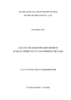 Các yếu tố ảnh hưởng đến hành vi r nsử dụng ví điện tử của người dùng việt nam