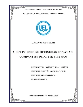 Audit procedure of fixed assets at abc r ncompany by deloitte viet nam