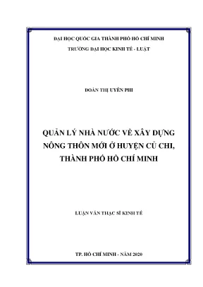 Quản lý nhà nước về xây dựng nông thôn mới ở huyện củ chi thành phố hồ chí minh