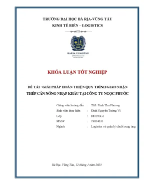 Giải pháp hoàn thiện quy trình giao nhận thép cán nóng nhập khẩu tại công ty ngọc phước