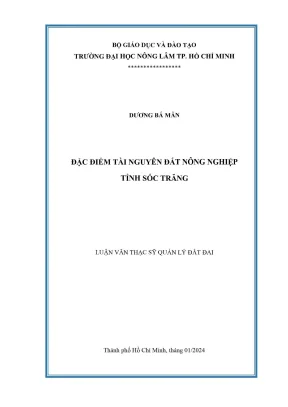 Luận văn thạc sĩ quản lý đất đai đặc điểm tài nguyên đất nông nghiệp tỉnh sóc trăng
