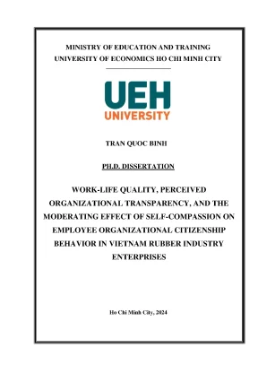 Work life quality perceived organizational transparency and the moderating effect of self compassion on employee organizational citizenship behavior in vietnam rubber industry enterprises