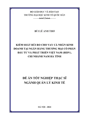Kiểm soát rủi ro cho vay cá nhân kinh doanh tại ngân hàng thương mại cổ phần đầu tư và phát triển việt nam bidv chi nhánh nam hà tĩnh