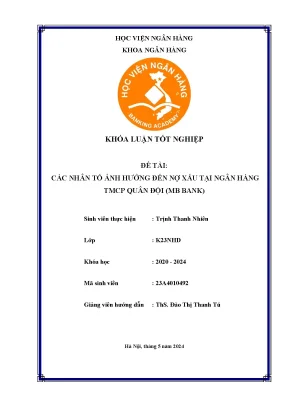 Các nhân tố ảnh hưởng đến nợ xấu tại ngân hàng thương mại cổ phần quân đội