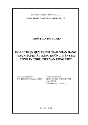 Nâng cao năng lực cạnh tranh dịch vụ giao nhận hàng hoá xuất nhập khẩu bằng đường biển tại công ty cổ phần quốc tế tico