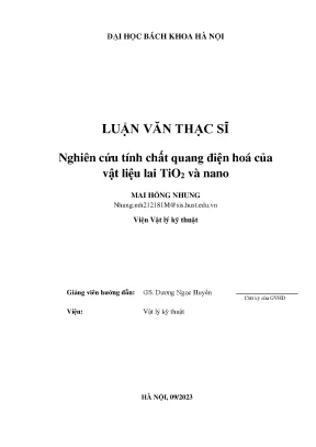 Nghiên cứu tính chất quang điện hóa của vật liệu lai tio2 và nano