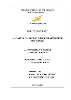 Analyzing classifiers in english vietnamese and chinese master graduation project in english language