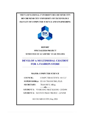 Report specialized project semester 232 academic year 2023 2024 develop a multimodal chatbot for a fashion store