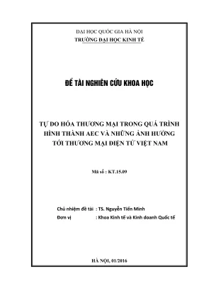 Đề tài nghiên cứu khoa học tự do hóa thương mại trong quá trình hình thành aec và những ảnh hưởng tới thương mại điện tử việt nam