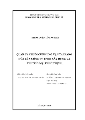 Quản lý hoạt động vận tải hàng hóa của công ty tnhh xây dựng và thương mại phúc thịnh