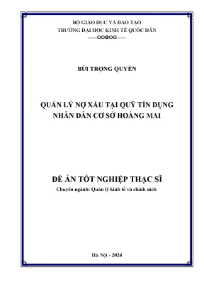 Quản lý nợ xấu tại quỹ tín dụng nhân dân cơ sở hoàng mai
