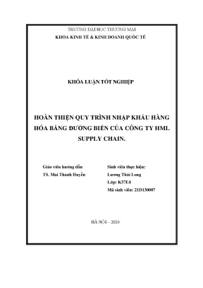 Hoàn thiện quy trình nhập khẩu hàng hóa bằng đường biển của công ty hml supply chain