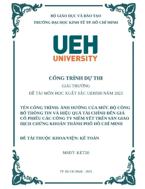 Ảnh hưởng của mức độ công bố thông tin và hiệu quả tài chính đến giá cổ phiếu các công ty niêm yết trên sàn giao dịch chứng khoán thành phố hồ chí minh