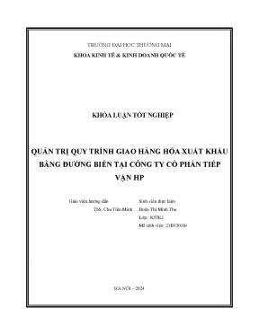 Nâng cao năng lực cạnh tranh của công ty tnhh vận tải bách việt trong hoạt động cung ứng dịch vụ giao nhận hàng hóa xuất nhập khẩu bằng đường biển