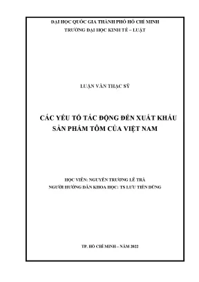 Các yếu tố tác động đến xuất khẩu sản phẩm tôm của việt nam