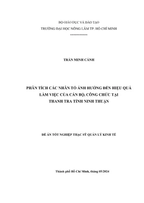 Luận văn thạc sĩ quản lý kinh tế phân tích các nhân tố ảnh hưởng đến hiệu quả làm việc của cán bộ công chức tại thanh tra tỉnh ninh thuận
