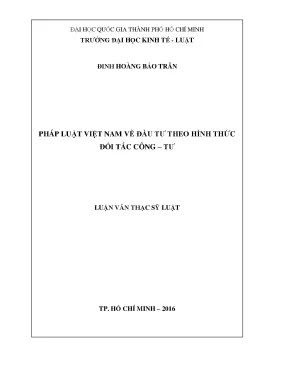 Pháp luật việt nam về đầu tư theo hình thức đối tác công tư