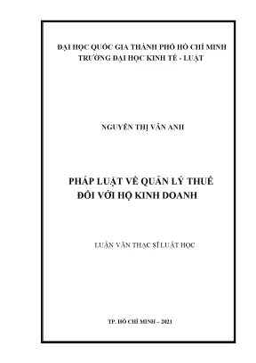 Pháp luật về quản lý thuế đối với hộ kinh doanh