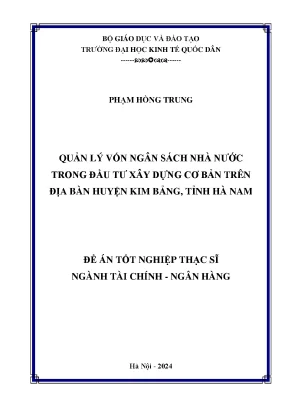 Quản lý vốn ngân sách nhà nước trong đầu tư xây dựng cơ bản trên địa bàn huyện kim bảng tỉnh hà nam