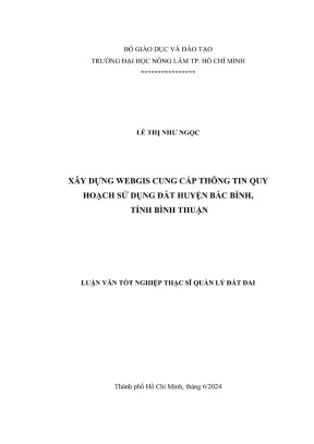 Luận văn thạc sĩ quản lý đất đai xây dựng webgis cung cấp thông tin quy hoạch sử dụng đất huyện bắc bình tỉnh bình thuận