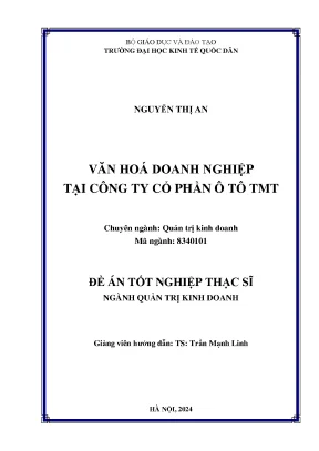 Văn hoá doanh nghiệp tại công ty cổ phần ô tô tmt