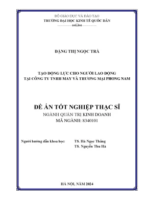 Tạo động lực cho người lao động tại công ty tnhh may và thương mại phong nam