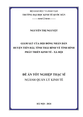 Iám sát của hội đồng nhân dân huyện tiền hải tỉnh thái bình về tình hình phát triển kinh tế xã hội