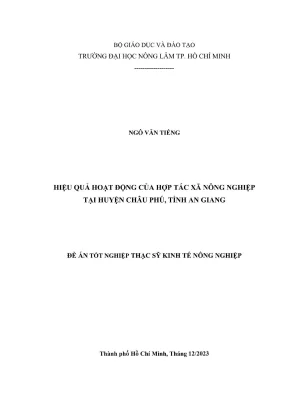 Luận văn thạc sĩ kinh tế nông nghiệp hiệu quả hoạt động của hợp tác xã nông nghiệp tại huyện châu phú tỉnh an giang