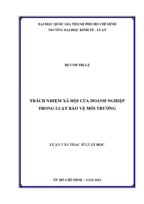 Trách nhiệm xã hội của doanh nghiệp trong luật bảo vệ môi trường