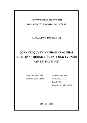 Quản trị quy trình nhận hàng nhập khẩu bằng đường biển tại công ty tnhh vận tải bách việt