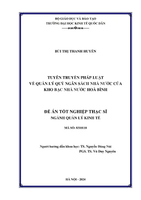 Tuyên truyền pháp luật về quản lý quỹ ngân sách nhà nước của kho bạc nhà nước hòa bình