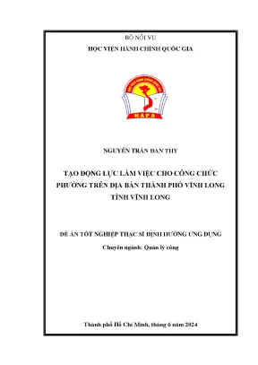 Tạo động lực làm việc cho công chức phường trên địa bàn thành phố vĩnh long tỉnh vĩnh long