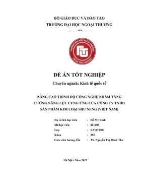 Nâng cao trình độ công nghệ nhằm tăng cường năng lực cung ứng của công ty tnhh sản phẩm kim loại shu neng việt nam