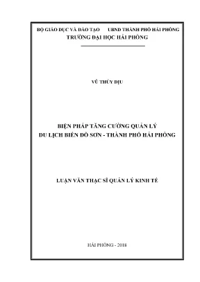 Luận văn thạc sĩ quản lý kinh tế biện pháp tăng cường quản lý du lịch biển đồ sơn thành phố hải phòng