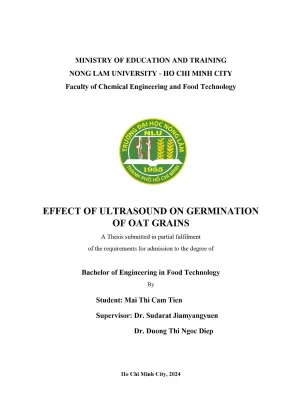 Luận văn thạc sĩ công nghệ thực phẩm effect of ultrasound on germination of oat grains