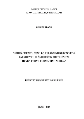 Nghiên cứu xây dựng bộ chỉ số sinh kế bền vững tại khu vực bị ảnh hưởng bởi thiên tai huyện tương dương tỉnh nghệ an
